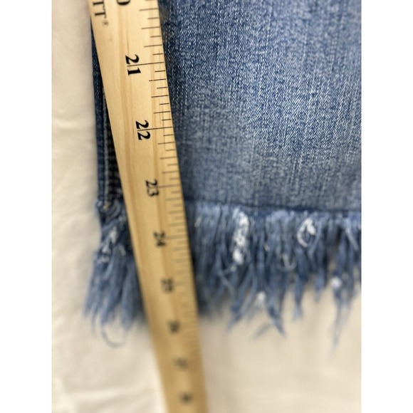 Black Daisy Kate Straight Leg Womens Size 7/28 Jeans Bright Indigo Wash Raw Hem - Picture 7 of 11